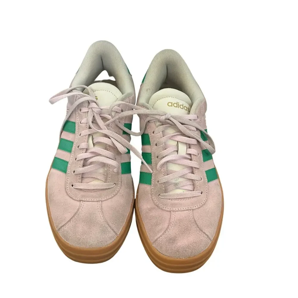 Adidas VL Court Bold Pink Green Platform Sneakers Suede Womens 9